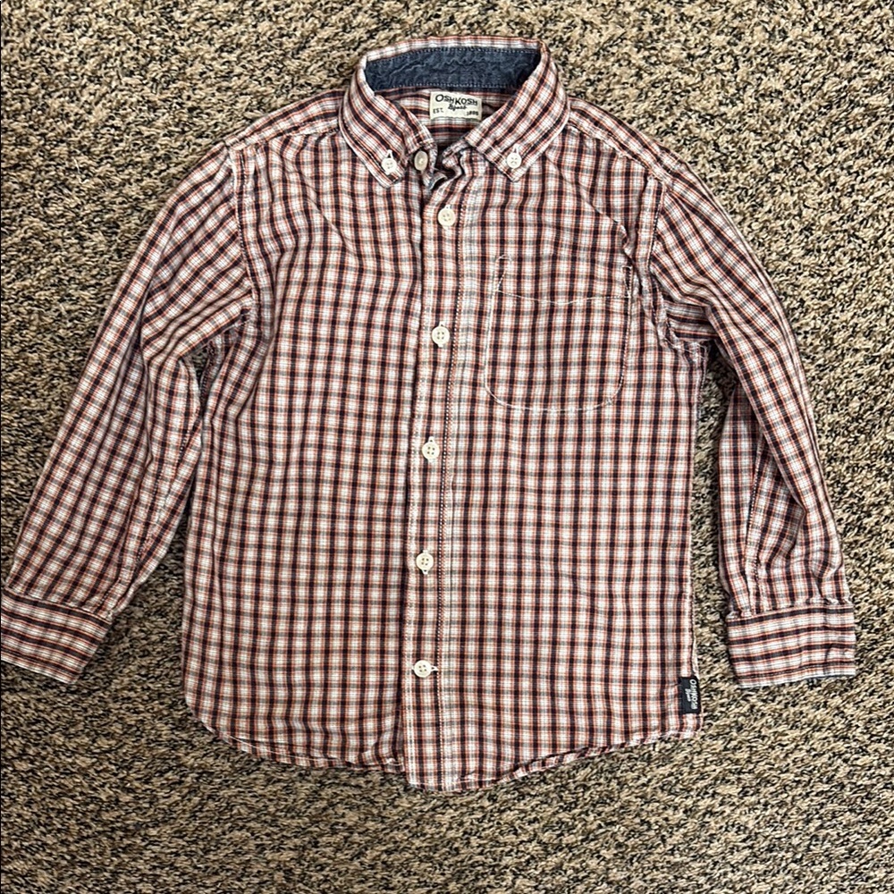 The Children's Place orange Plaid button down shirt